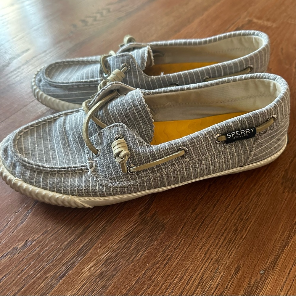 Sperry Women’s Gray Striped Boat Shoes